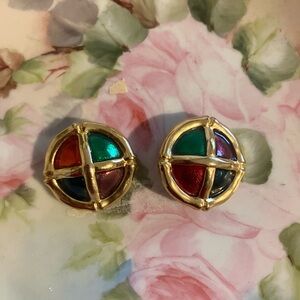 Vintage Christmas Multicolor Gold-Tone Women's Earrings